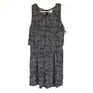 NEW Halogen Leaf Geo Print Tiered Black Light Pink Romper Size SP